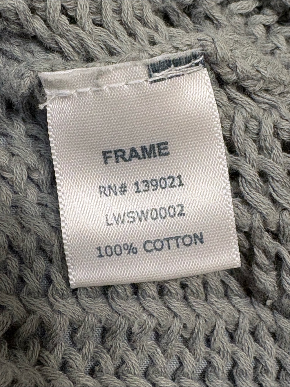 Frame  Gray Oversized Open Chain Knit Long Sleeve Pullover Cotton Sweater XS - Picture 4 of 4